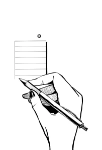 Illustration av en penna och ett papper