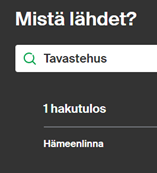 Skärmdump från VR:s hemsida på finska.