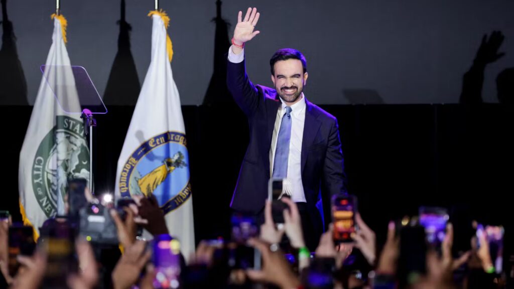 Zohran Mamdani vinkar.